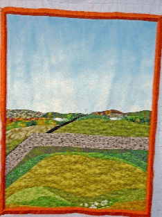 Quilted landscape of the hills surrounding Kildalton Abbey on Mull