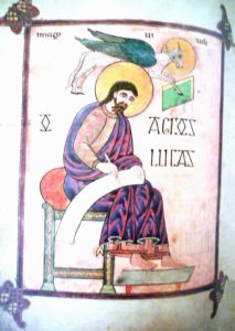 Luke from the Evangelist pages of the Lindisfarne Gospels