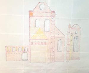 Coloured-pencil sketch of Arbroath Abby