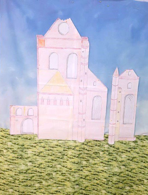 Sketching Arbroath Abbey into a quilt