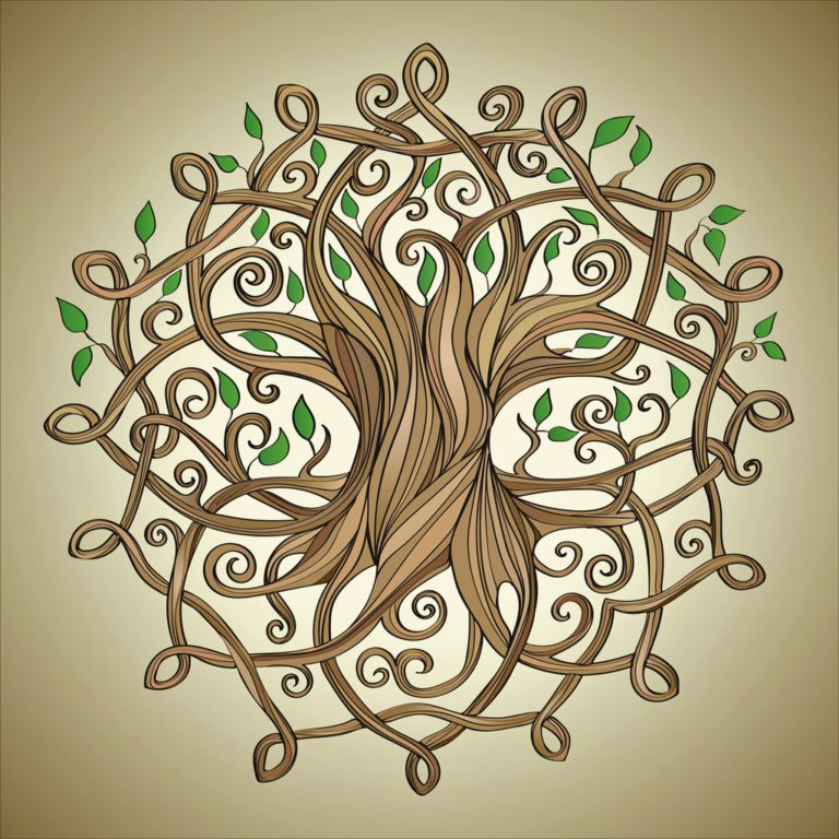 Circular tree of life with intertwining branches