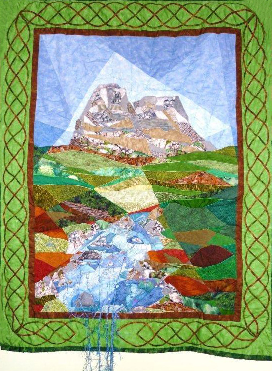 Landscape quilt of mountain and stream