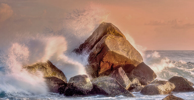 Waves crashing against the rocks