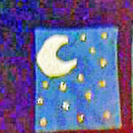 Applique moon with sequins for stars shining in the night