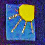 Applique sun on velour fabric decorated with sequins for rays of sunshine