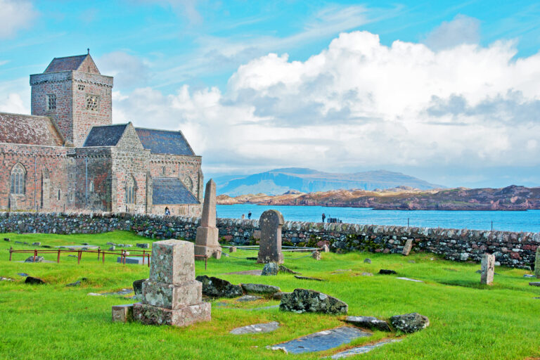 Cloister Iona Abbey at the Scottish island of Iona