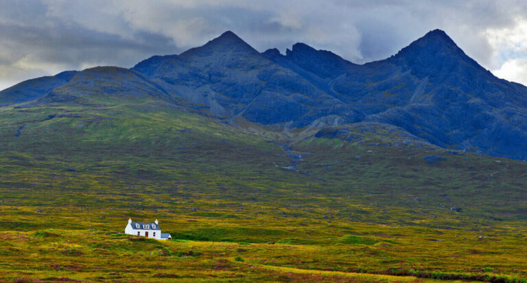 Misty Isle of Sky mountains. Scotland.