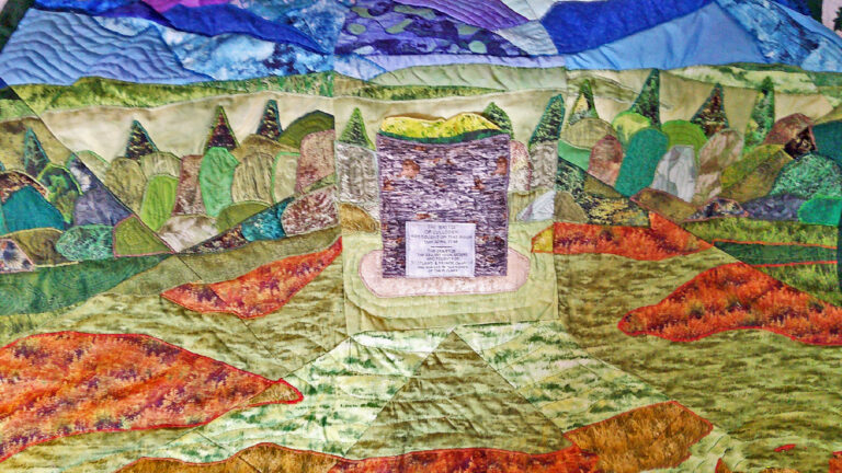 Culloden quilt... the Memorial Cairn and surrounding landscape sewn together