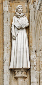 The statue of Mother Julian at the entrance to Norwich Cathedral