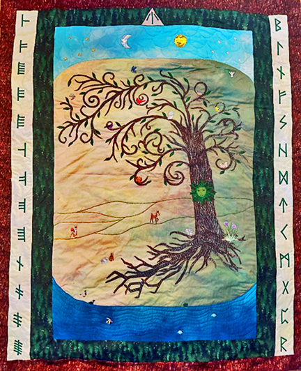 Quilted depiction of a Celtic themed Tree of Life