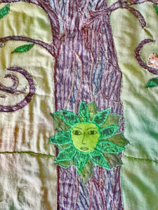 A quilted rendition of the Celtic mythological Green Man