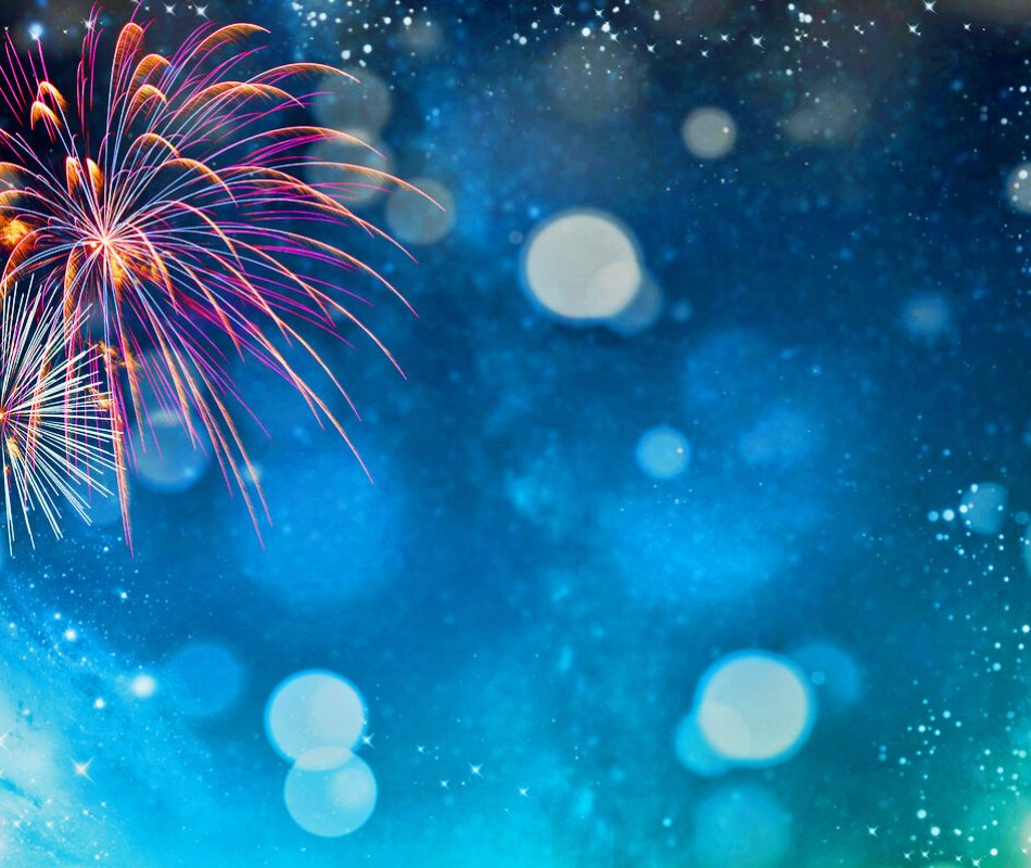 Fireworks at New Year and copy space - abstract holiday background