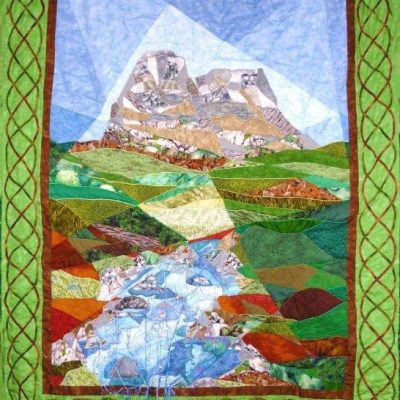 Landscape quilt of mountain and stream