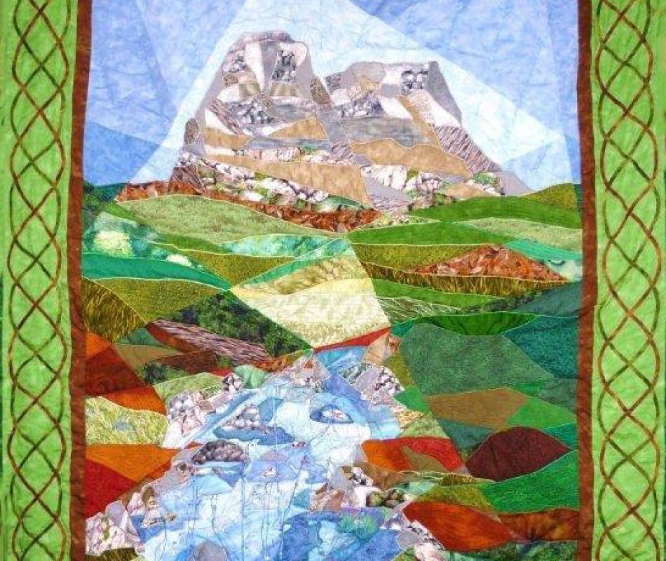 Landscape quilt of mountain and stream