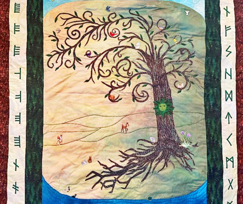 A quilted rendition of the Tree of Life done in Celtic themes.