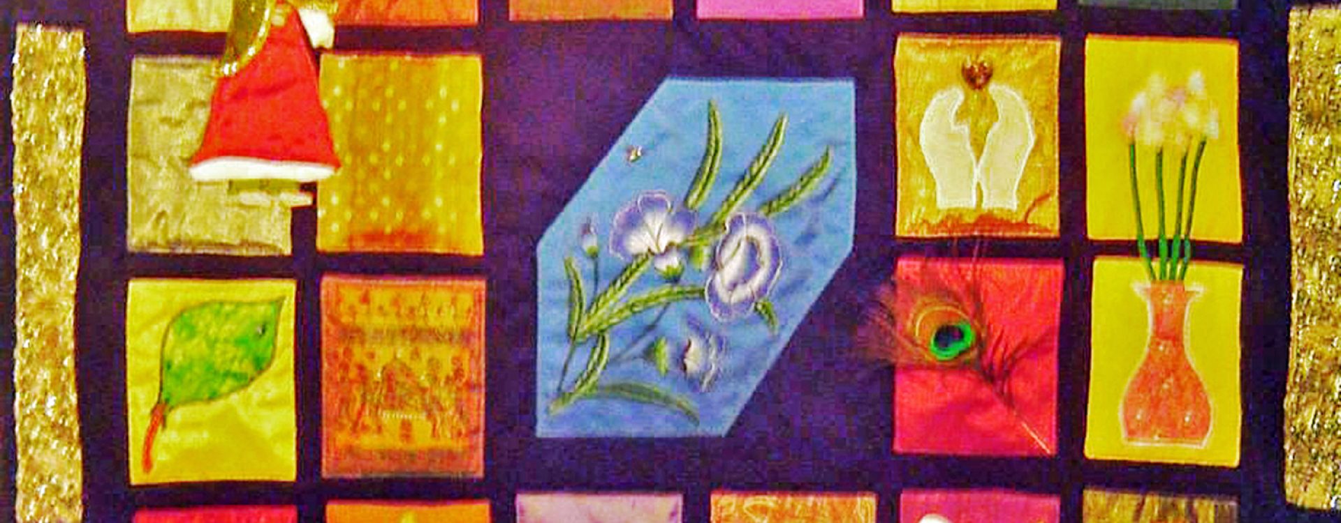 A tapestry-like quilt depicting the spirit of India