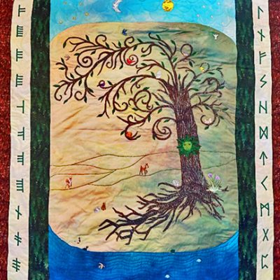 Quilted depiction of a Celtic themed Tree of Life