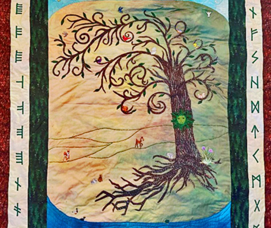 Quilted depiction of a Celtic themed Tree of Life