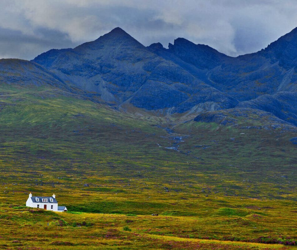 Misty Isle of Sky mountains. Scotland.